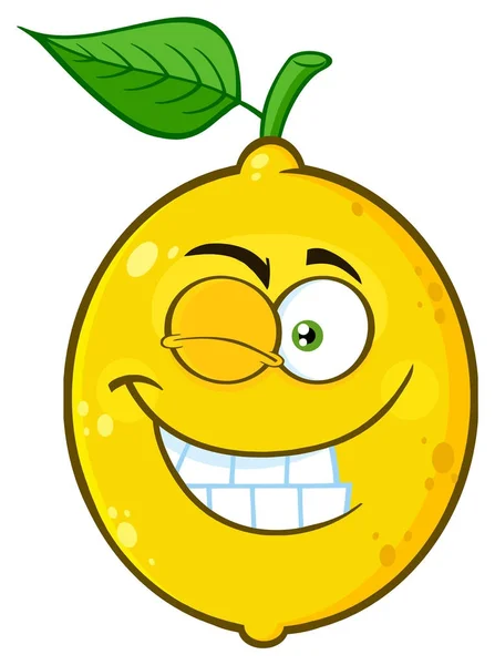 黄色いレモン漫画顔文字式と笑みを浮かべてください — ストックベクタ