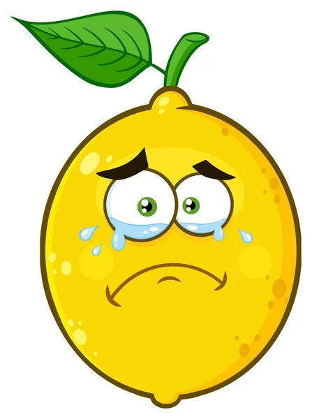 Crying Yellow Lemon Cartoon Face Character Expression — Stock Vector