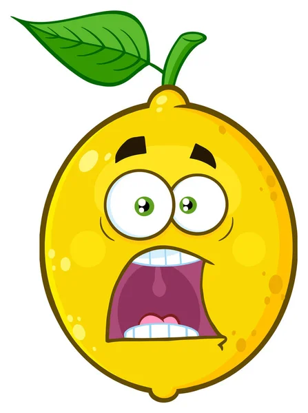 Scared Lemon Cartoon Face — Stock Vector