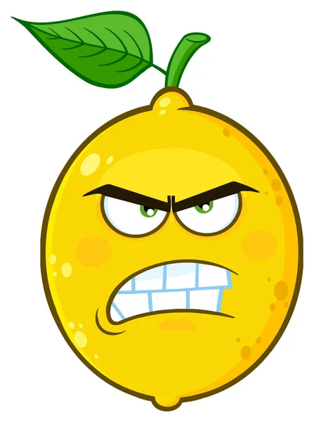 Caráter Cara Dos Desenhos Animados Limão Amarelo Irritado Com Expressão —  Vetores de Stock