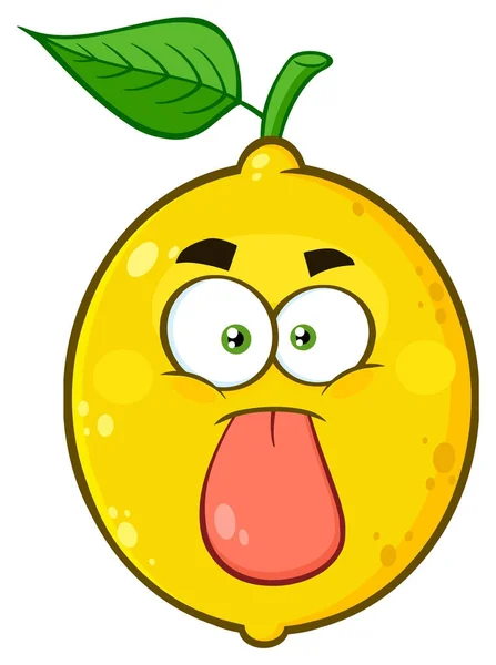 Personagem Amarelo Engraçado Cara Dos Desenhos Animados Limão Com Expressão —  Vetores de Stock