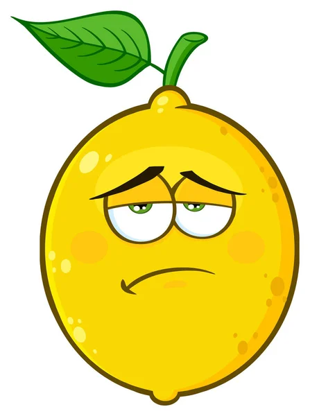 Sadness Yellow Lemon Cartoon Face Character Expression — Stock Vector