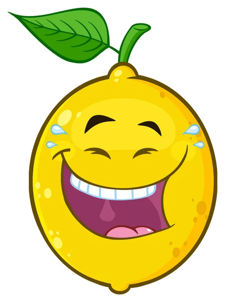 Tertawa Lemon Cartoon Face - Stok Vektor
