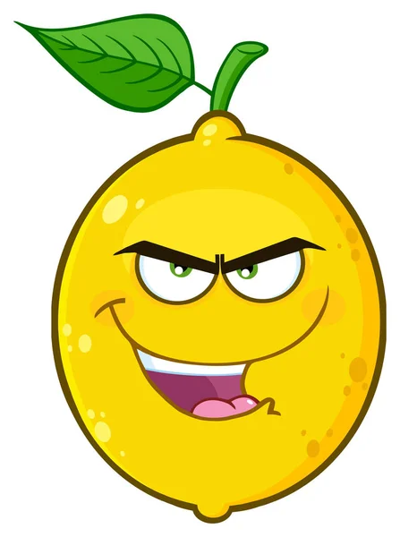 Caráter Amarelo Mal Cara Dos Desenhos Animados Limão Com Expressão —  Vetores de Stock