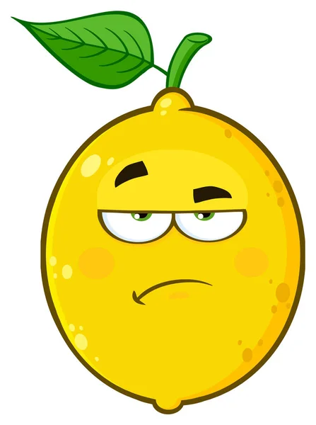 Caráter Cara Desenhos Animados Limão Amarelo Rabugento Com Expressão —  Vetores de Stock