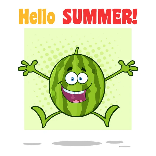 Personaje Mascota Dibujos Animados Frutas Sandía Verde Feliz Ilustración Aislada — Vector de stock