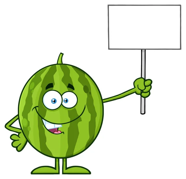 Felice Verde Anguria Frutta Cartone Animato Personaggio Della Mascotte Con — Vettoriale Stock
