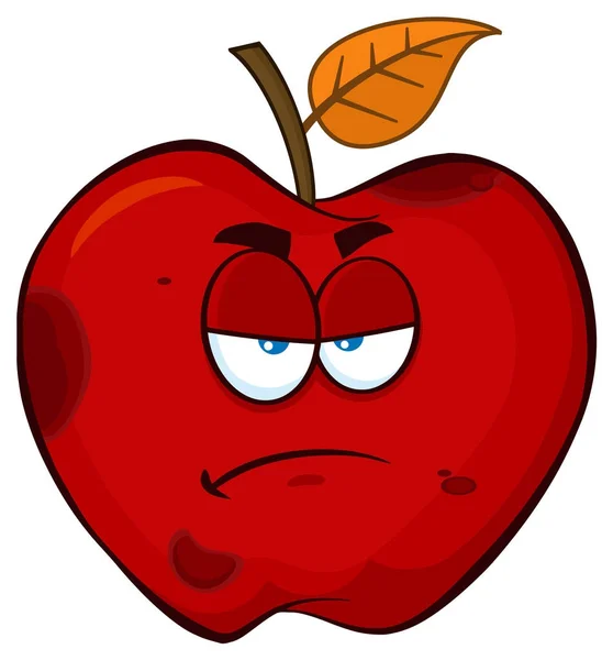 Grumpy Red Apple — Stock Vector