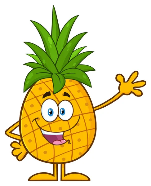 Kreslený ananasový znak — Stockový vektor
