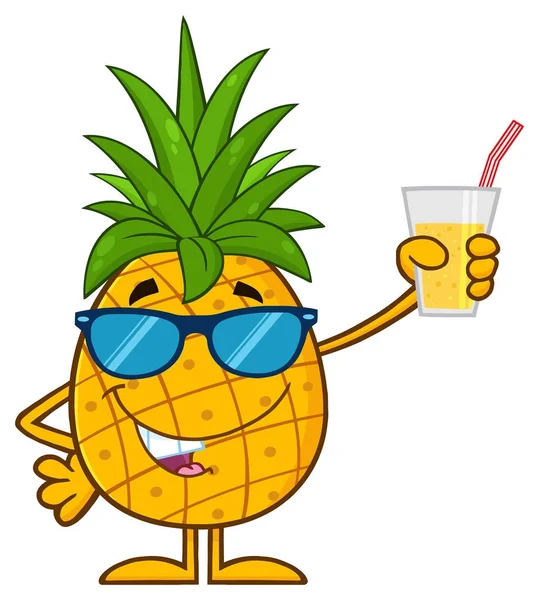 Kreslený ananasový znak — Stockový vektor
