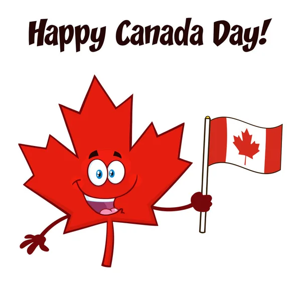 Canadia Maple Leaf Holding Flag — Stock Vector