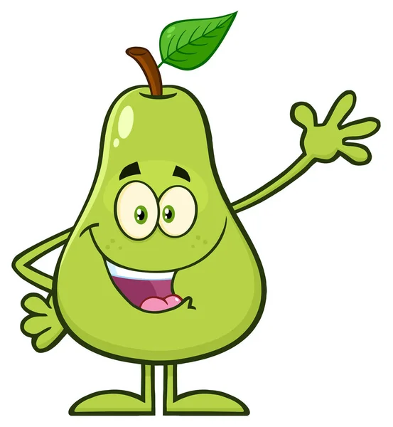 Happy Green Pear Character — Stock Vector