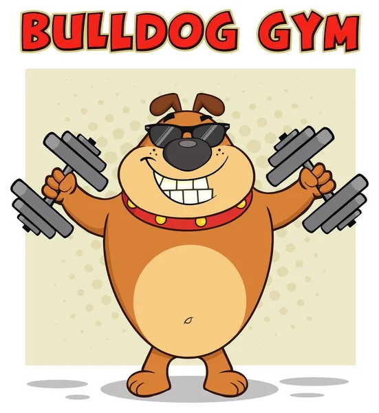 Bulldog entrenamiento con sombrillas — Archivo Imágenes Vectoriales