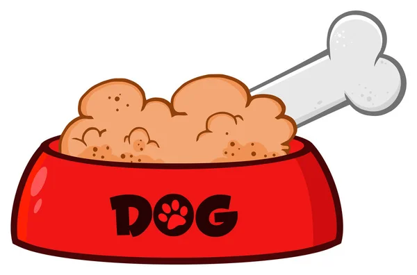 Red Dog Bowl With Bone — Stock Vector