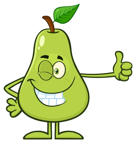 Happy Green Pear Character — Stock Vector