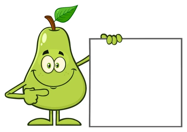 Happy Green Pear Character - Stok Vektor