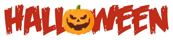 Texto de Halloween con calabaza — Vector de stock