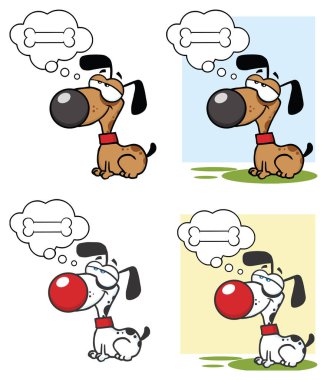 Küçük Köpek Çizgi Filmi Maskot Karakteri Rüyası. Raster Koleksiyonu Beyaz Arkaplanda İzole Edildi