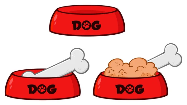 Hundeschale Mit Knochenzeichnung Einfache Design Vektor Illustration — Stockvektor