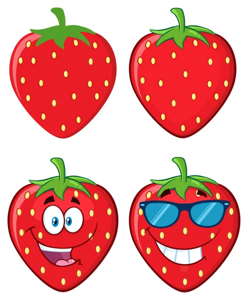 Caráter Mascote Desenho Animado Frutas Morango — Vetor de Stock