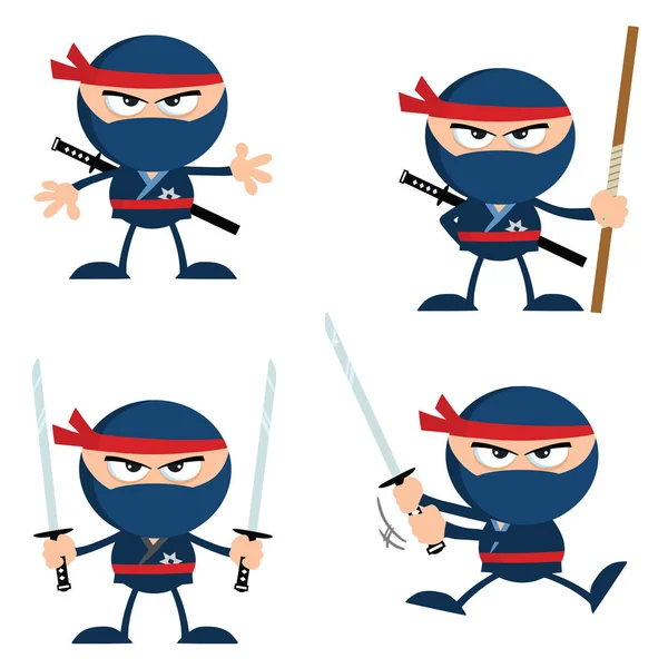 Ninja krijger met twee Katana — Stockvector