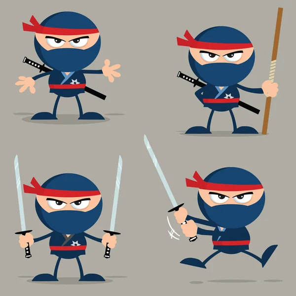 Ninja guerrero con dos katana — Vector de stock
