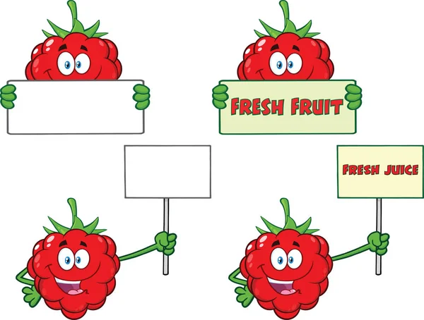 Caractère Mascotte Framboise Fruit Caricature — Image vectorielle
