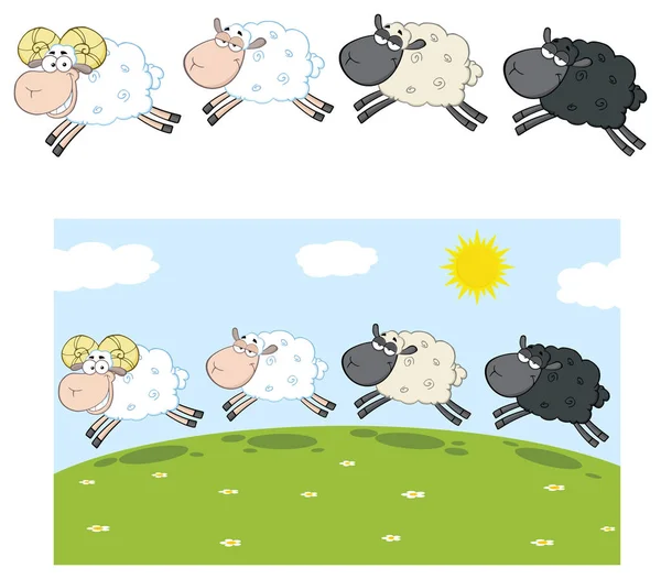 黒と白の羊 — ストックベクタ