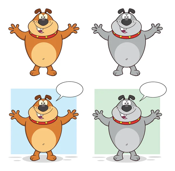 Bulldog Dog Cartoon Mascot Character Set — Stock Vector