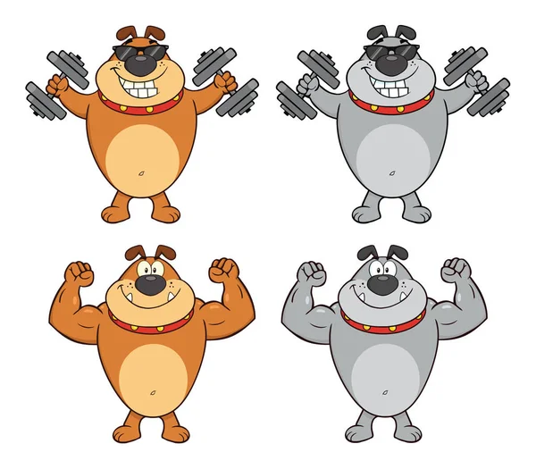 Bulldog Dog Cartoon Mascot Character Set — Stock Vector
