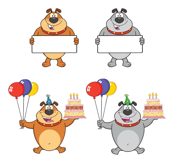 Bulldog Dog Cartoon Character Set — стоковый вектор