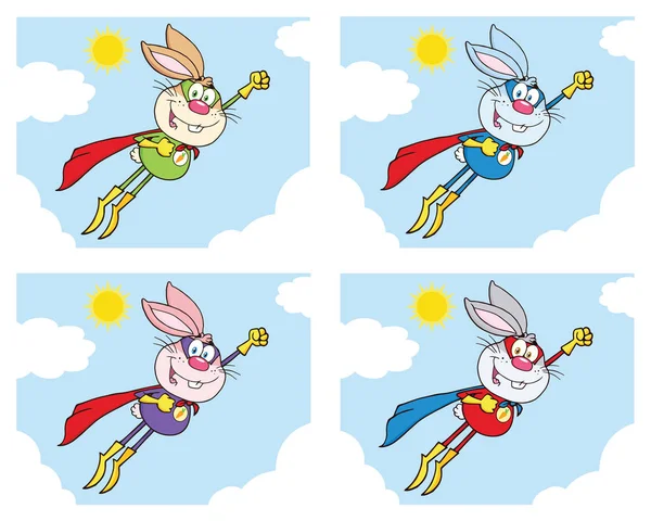 Superhéros lapin et grenouille — Image vectorielle