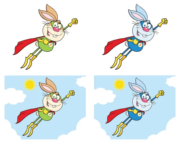 Superhéros lapin et grenouille — Image vectorielle