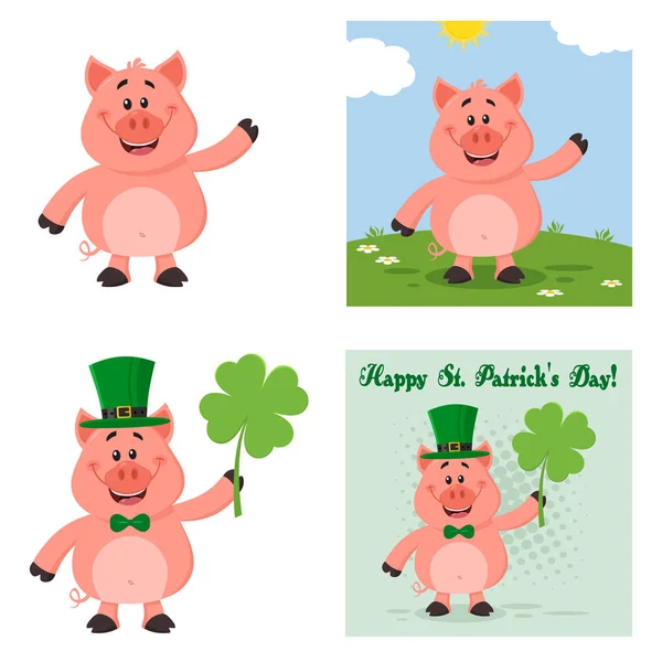 Pig Cartoon Character Vector Illustration Flat Design — Stock Vector