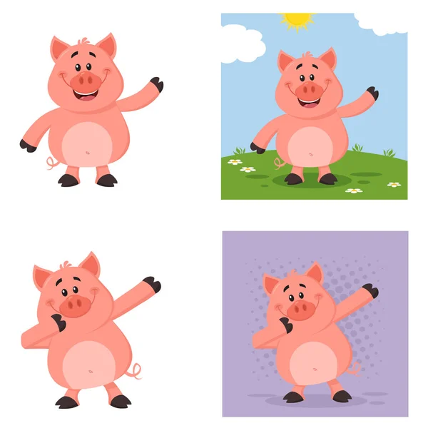 Pig Cartoon Character Vector Illustration Flat Design — Stock Vector