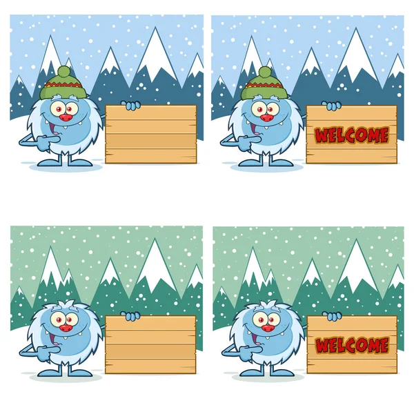 Pequeña mascota de dibujos animados Yeti — Vector de stock