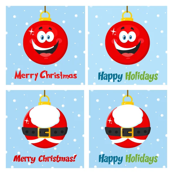Christmas Carda Cute Cartoon Christmas Balls — Stock Vector