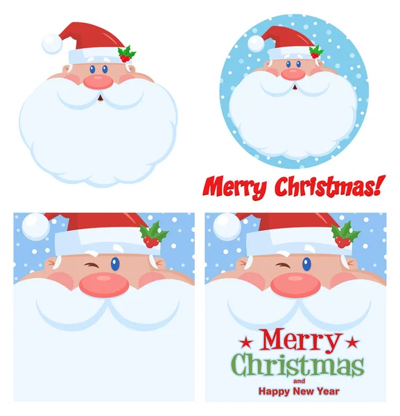 Santa Claus Cartoon Mascot Character Set — Stock Vector