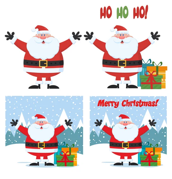 Santa Claus Cartoon Mascot Character Set — Stock Vector