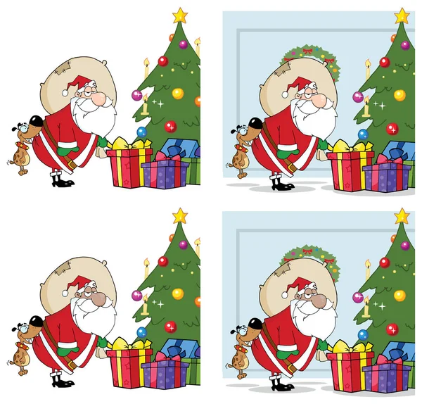 Juego Caracteres Mascota Dibujos Animados Santa Claus — Vector de stock