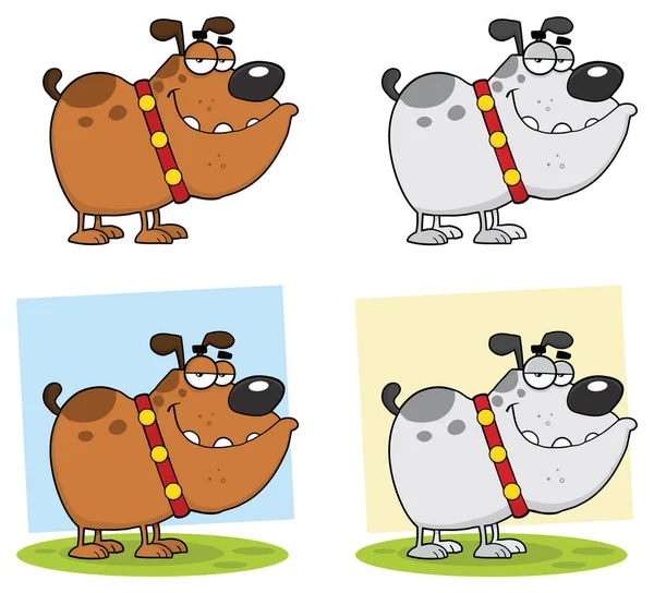 Bulldog Dog Cartoon Mascot Character Set — ストックベクタ