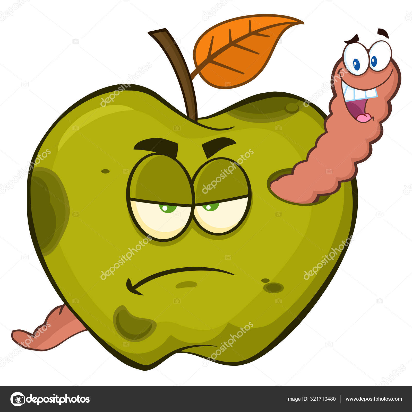 Rotten Green Apple Fruit Leaf Cartoon Drawing Simple Design Stock Vector  Image by ©HitToon #321710480