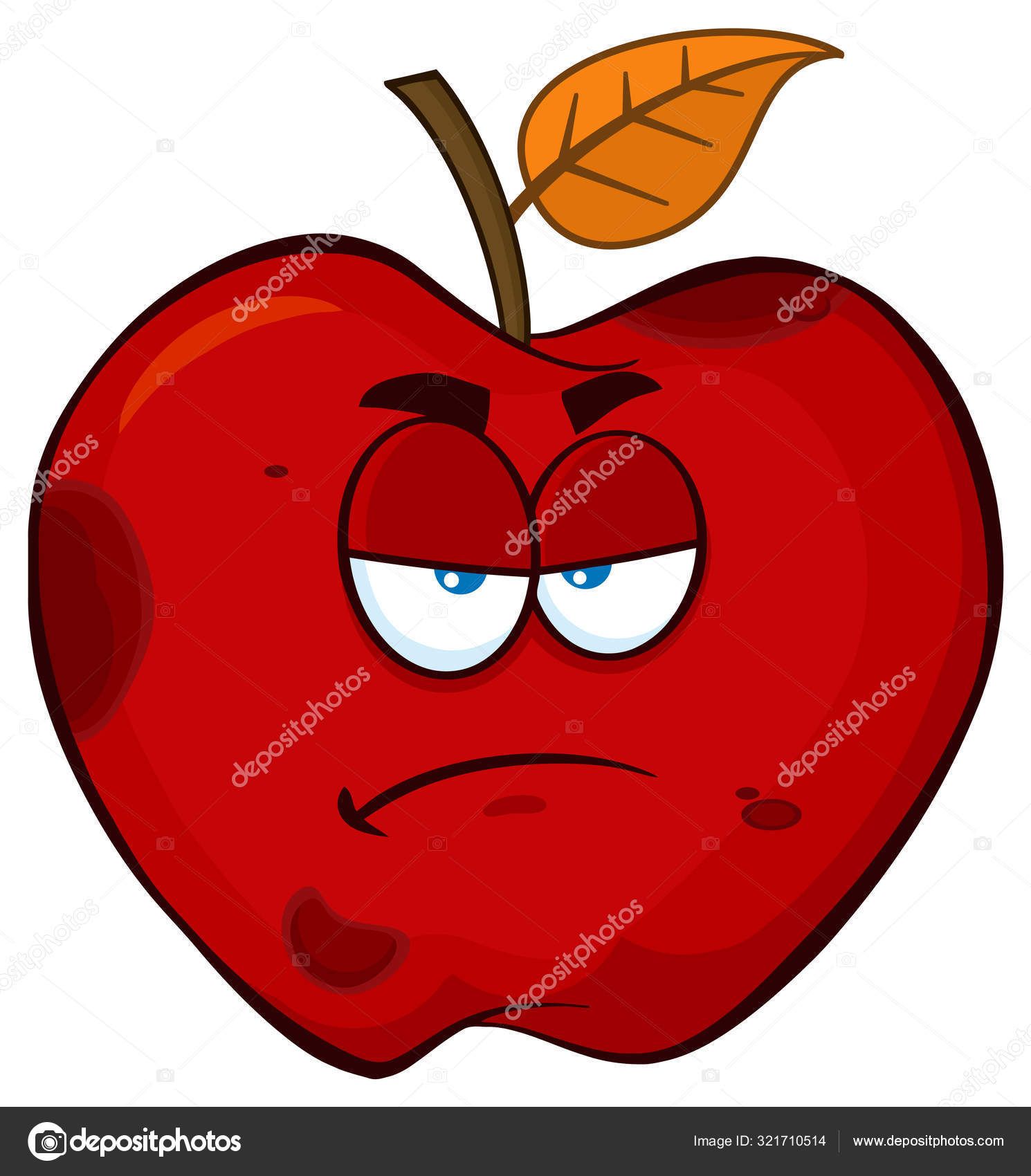 Buah Apel Merah Busuk Dengan Daun Kartun Menggambar Stok Vektor HitToon 321710514