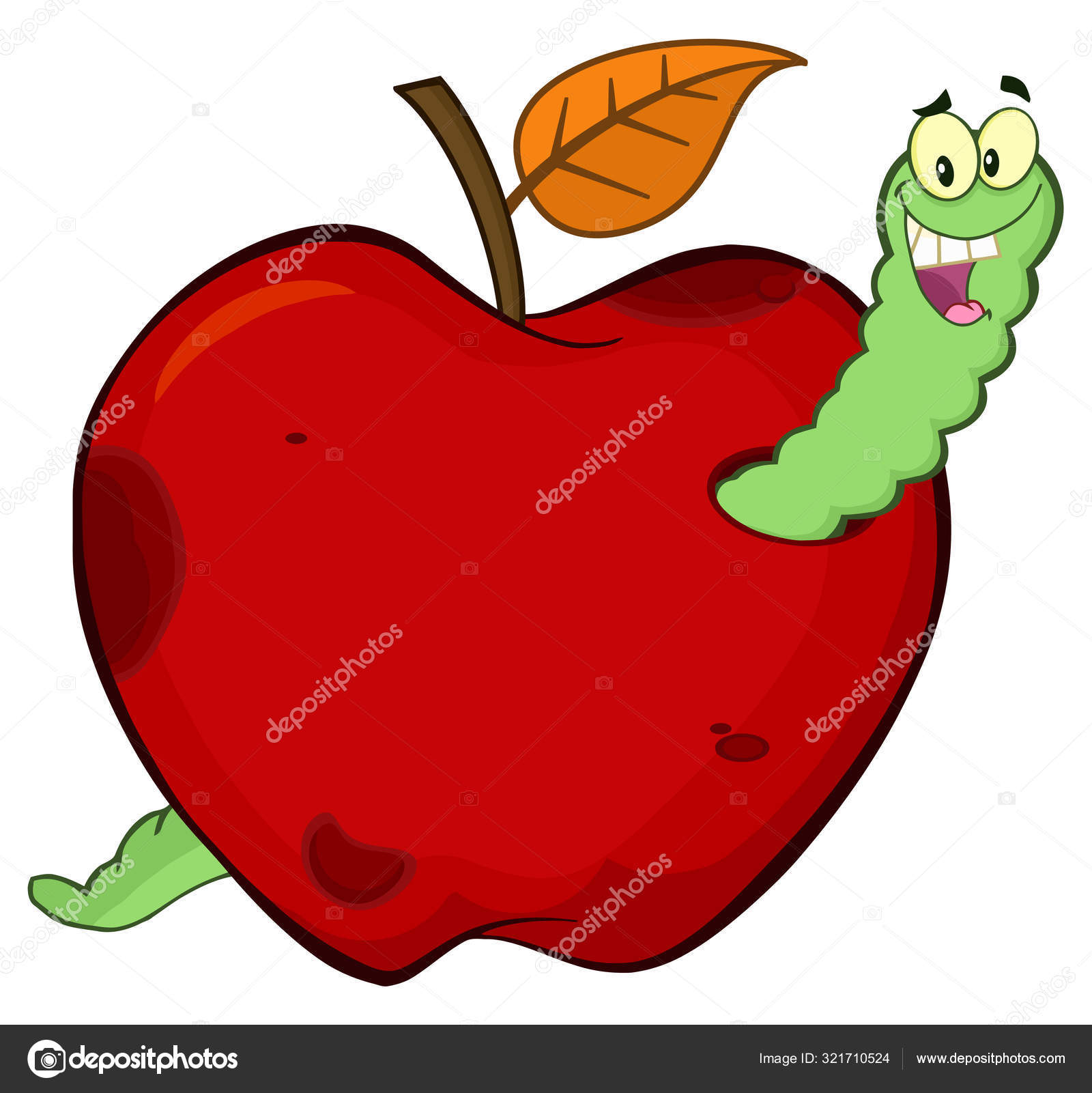 Buah Apel Merah Busuk Dengan Daun Kartun Menggambar Stok Vektor C Hittoon 321710524