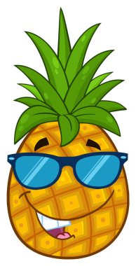 Yeşil Yapraklı Ananas Meyvesi Çizim Basit Tasarım