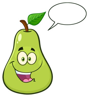 Yaprak Karikatür Maskotlu Armut Meyvesi