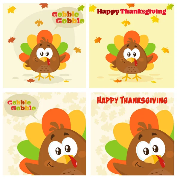 Clipart Illustration Happy Turkey Bird Cartoon Character Set - Stock Image  - Everypixel