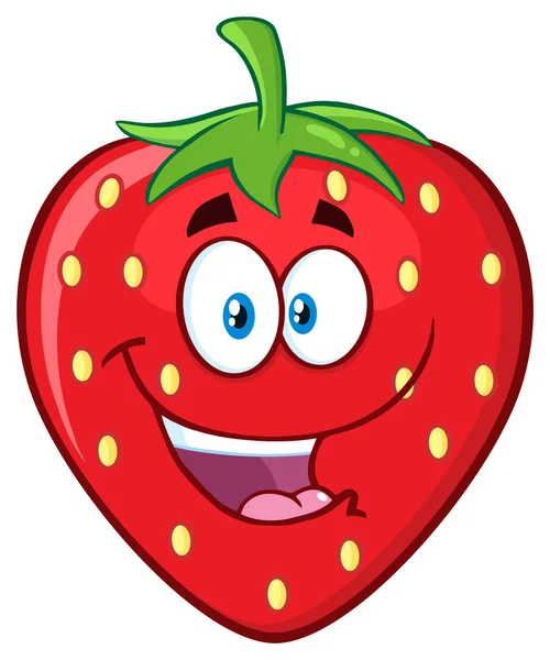 Aardbeien Fruit Tekenfilm Mascotte Karakter — Stockvector