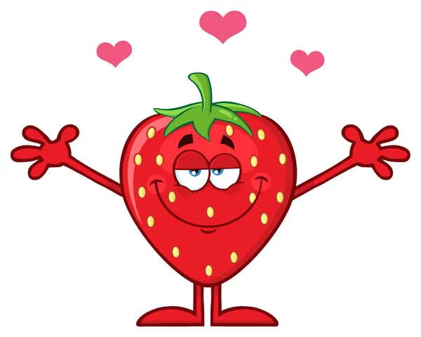 Strawberry Fruit Cartoon Postać Maskotki — Wektor stockowy