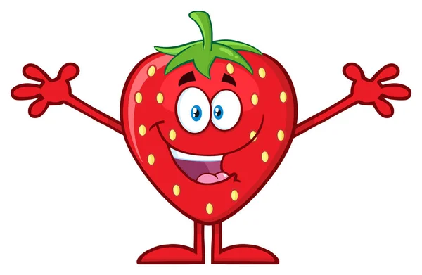 Caráter Mascote Desenho Animado Frutas Morango — Vetor de Stock